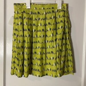 beebop & wally Skirt Women's Small Green Tree Fox Print Pleated Cotton